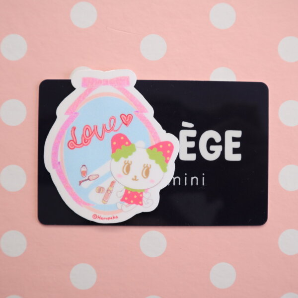 Makeup, Vinyl Sticker, Cute, Maquillage, Love, Pop, Kawaii, Mirror, Rouge, Lipstick, Pink, ねこのリリ, いちご, Ribbon, Girl, Lili the Strawberry Cat - Image 4