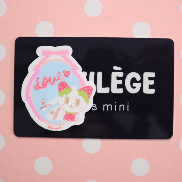 Makeup, Vinyl Sticker, Cute, Maquillage, Love, Pop, Kawaii, Mirror, Rouge, Lipstick, Pink, ねこのリリ, いちご, Ribbon, Girl, Lili the Strawberry Cat - Image 3