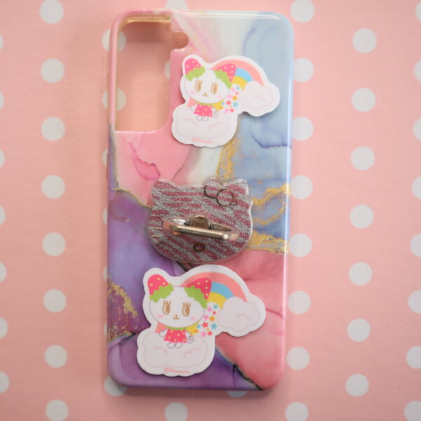 Rainbow Vinyl Sticker, Cute, Stars, Love, Pop, Kawaii, Pink, Yellow, Blue, いちごねこのリリ, Strawberry, Girl, Cloud, Cheer, Lili the Strawberry Cat - Image 4
