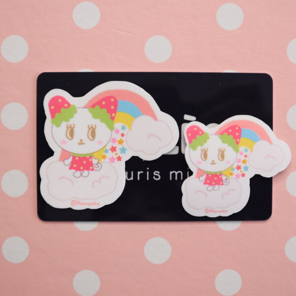 Rainbow Vinyl Sticker, Cute, Stars, Love, Pop, Kawaii, Pink, Yellow, Blue, いちごねこのリリ, Strawberry, Girl, Cloud, Cheer, Lili the Strawberry Cat - Image 3