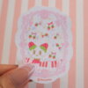 Cute Piano Vinyl Sticker, Music, Pop, Kawaii, Melody, Note, Instruments, Pink, いちご, Ribbon, Girly, Flower, Lovely, Lili the Strawberry Cat