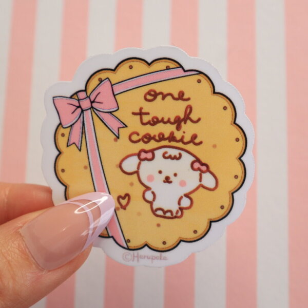 One Tough Cookie Cute Vinyl Sticker, Chocolate, Icing, Ribbon, Pastel Color, Girly, Sweets, Afternoon Tea, Coffee, クッキー, Mimi the Dog