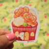 Live in Cup Cake House Vinyl Sticker, Cute, Sweets, Afternoon Tea, Raspberry, Blueberry, Cream, House, Phone Laptop Decal, Mimi the Dog