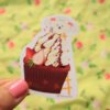 Eating a Huge Cup Cake Vinyl Sticker, Cute, Cake, Sweets, Afternoon Tea, Raspberry, Blueberry, Cream, Caramel, Kawaii, Food, Mimi the Dog