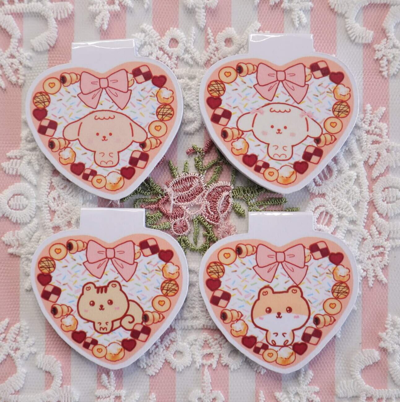 Kawaii Squirrel Handmade Magnetic Heart Breads Bookmark - Image 3