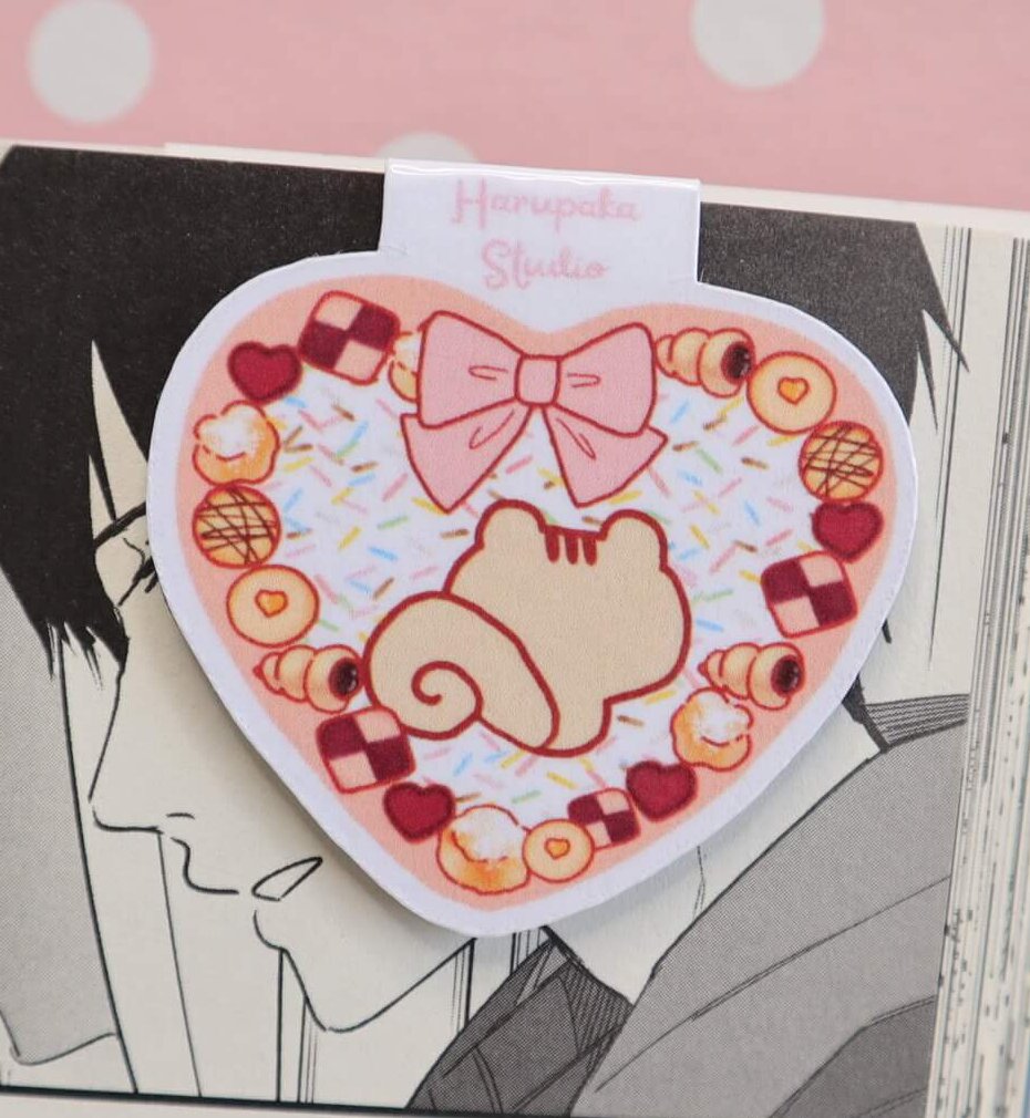 Kawaii Squirrel Handmade Magnetic Heart Breads Bookmark - Image 2
