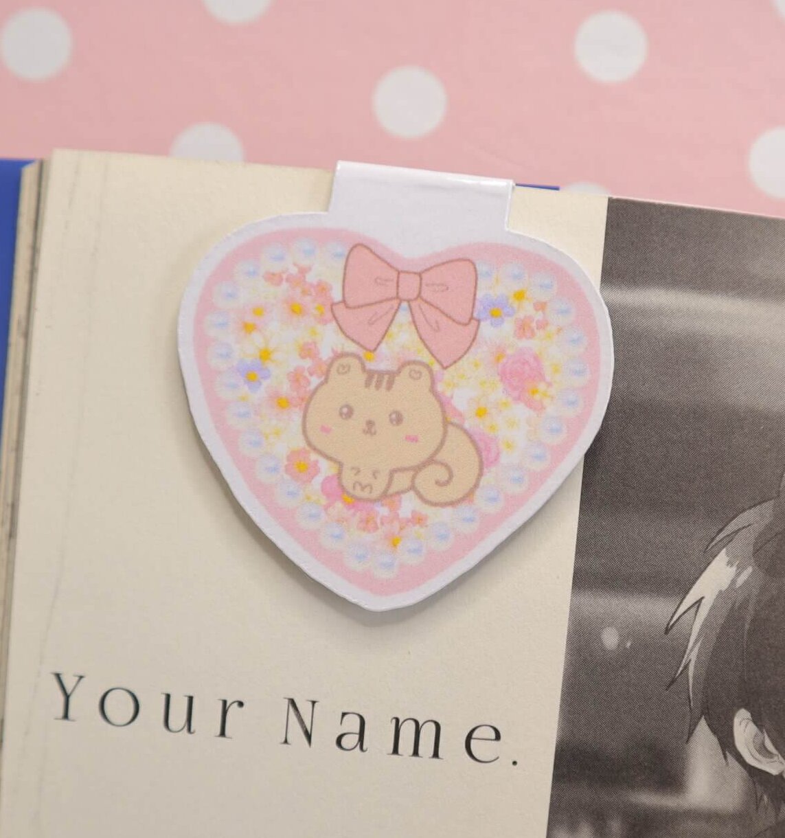 Kawaii Squirrel Handmade Magnetic Heart Pearl Bookmark
