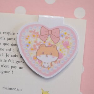 Kawaii Hamster Handmade Magnetic Heart Pearl Bookmark