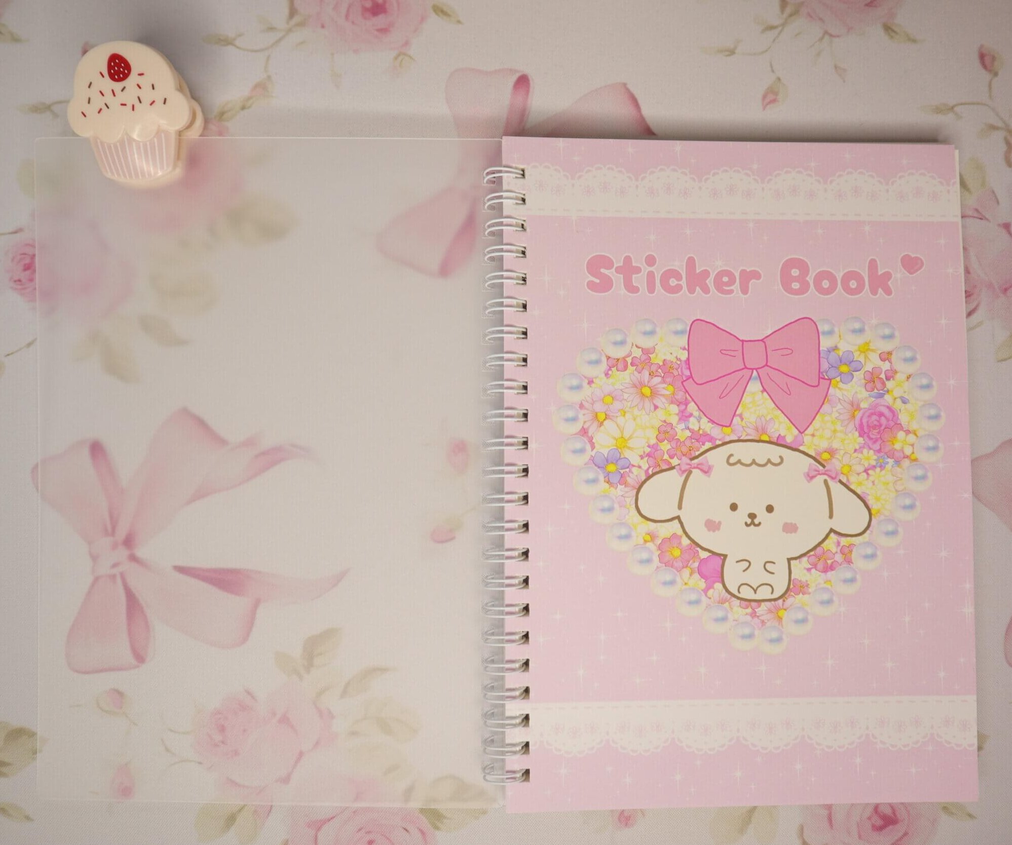 Kawaii A5 Reusable Sticker Book: Pink Puppy Design - Image 2