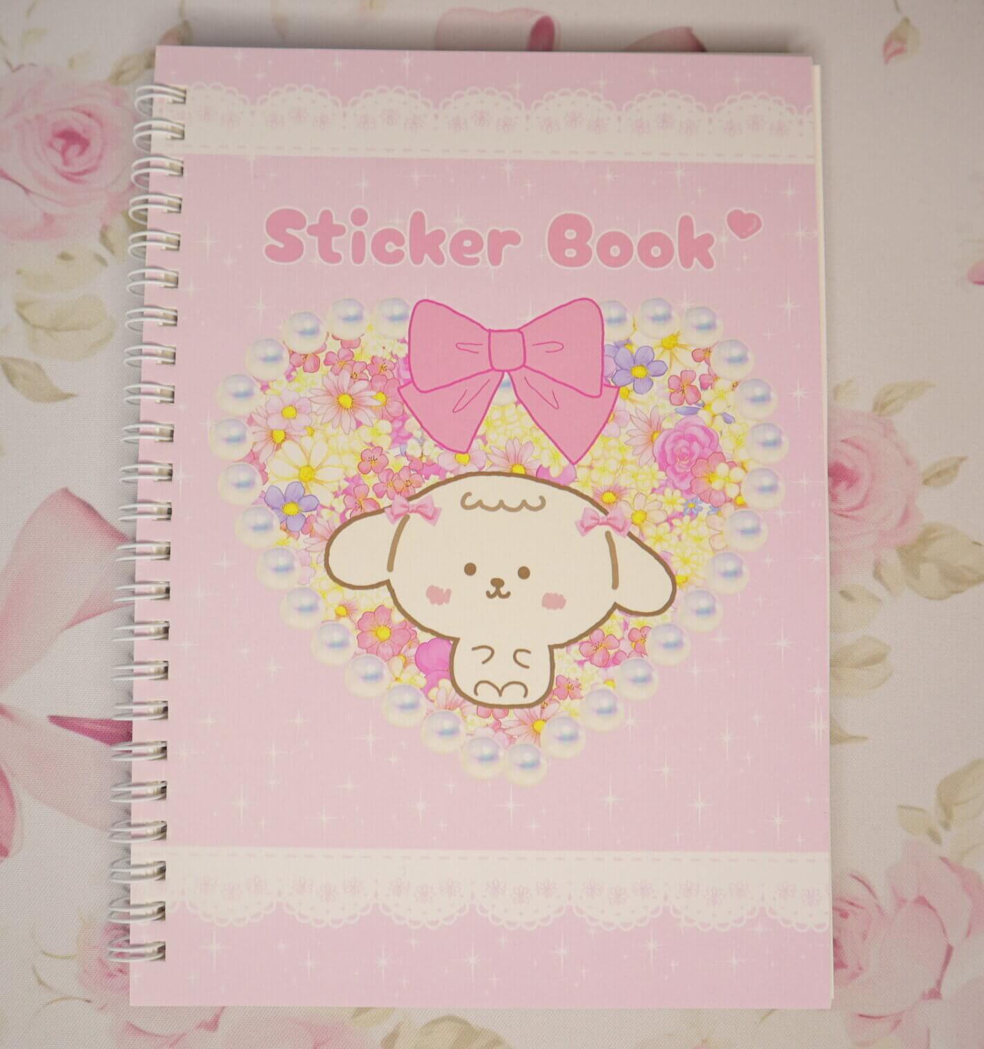 Kawaii A5 Reusable Sticker Book: Pink Puppy Design