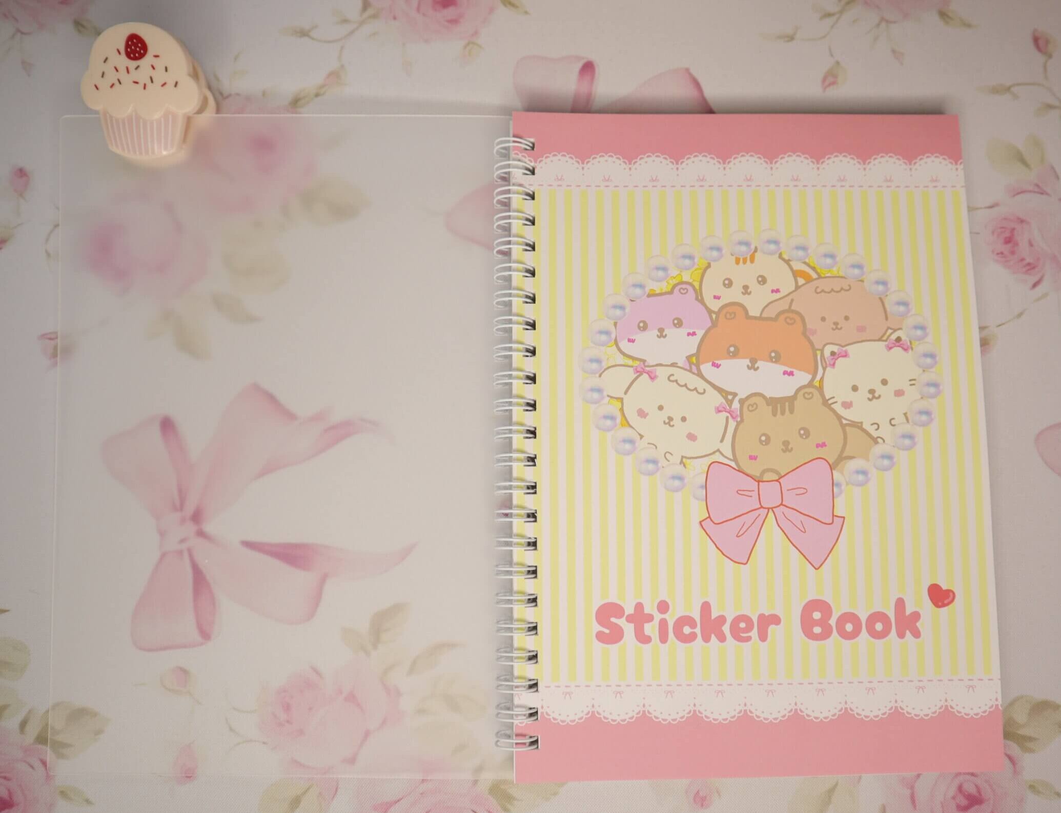 Kawaii Animal A5 Reusable Sticker Book: Pastel Yellow Organizer - Image 2