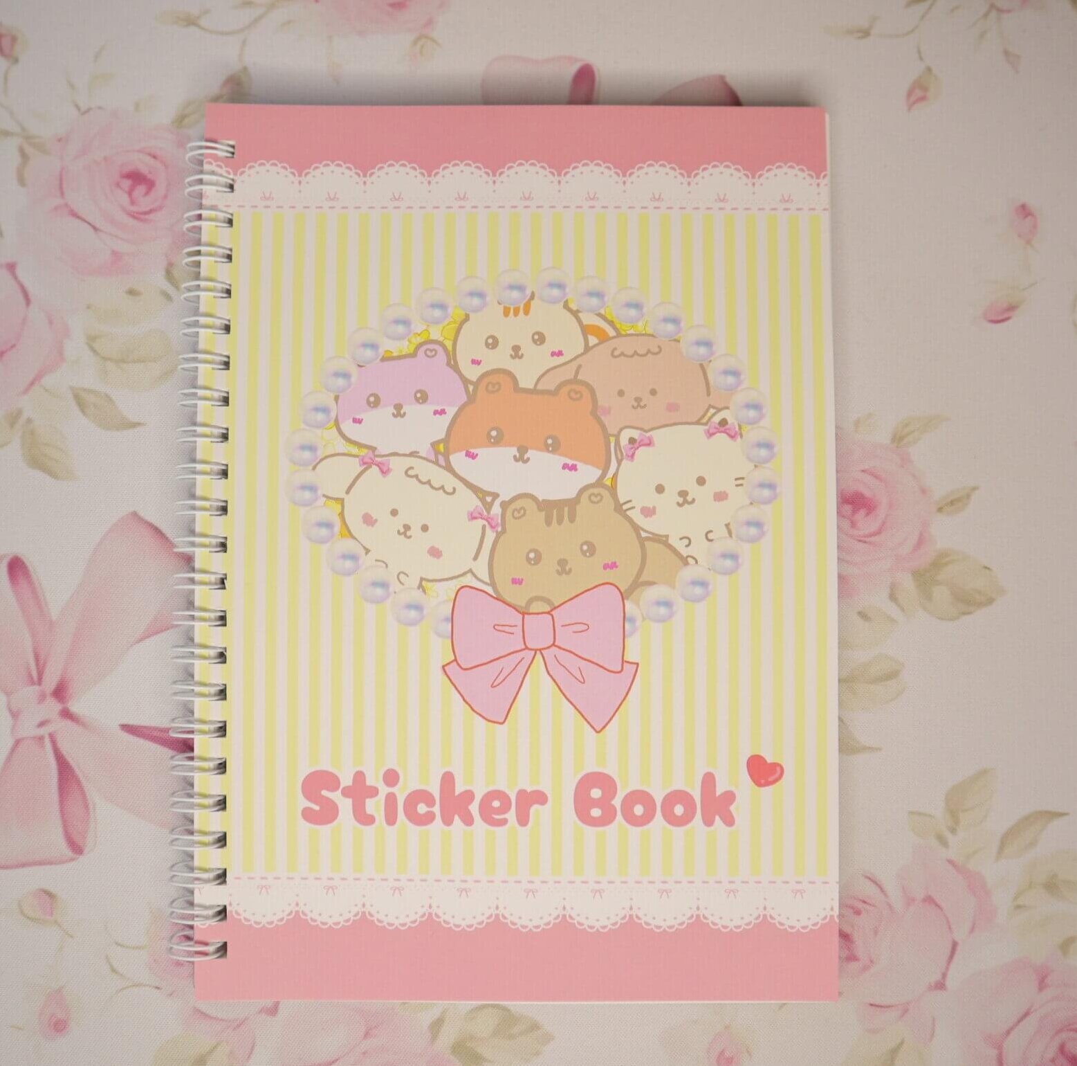 Kawaii Animal A5 Reusable Sticker Book: Pastel Yellow Organizer