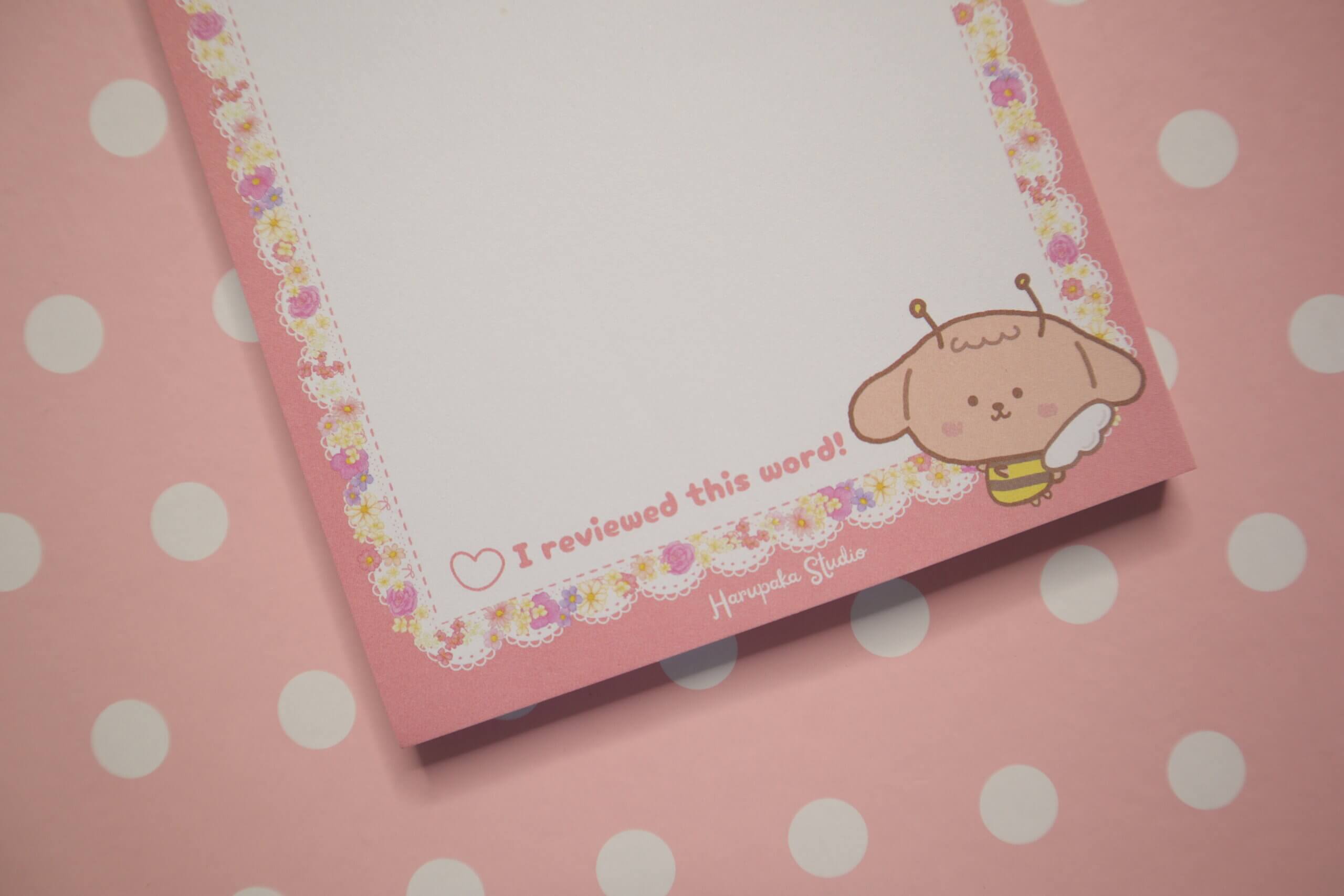 Language Learning Memo Pads: New Vocab Notepads Pink Flower (4x6 inches) - Image 3