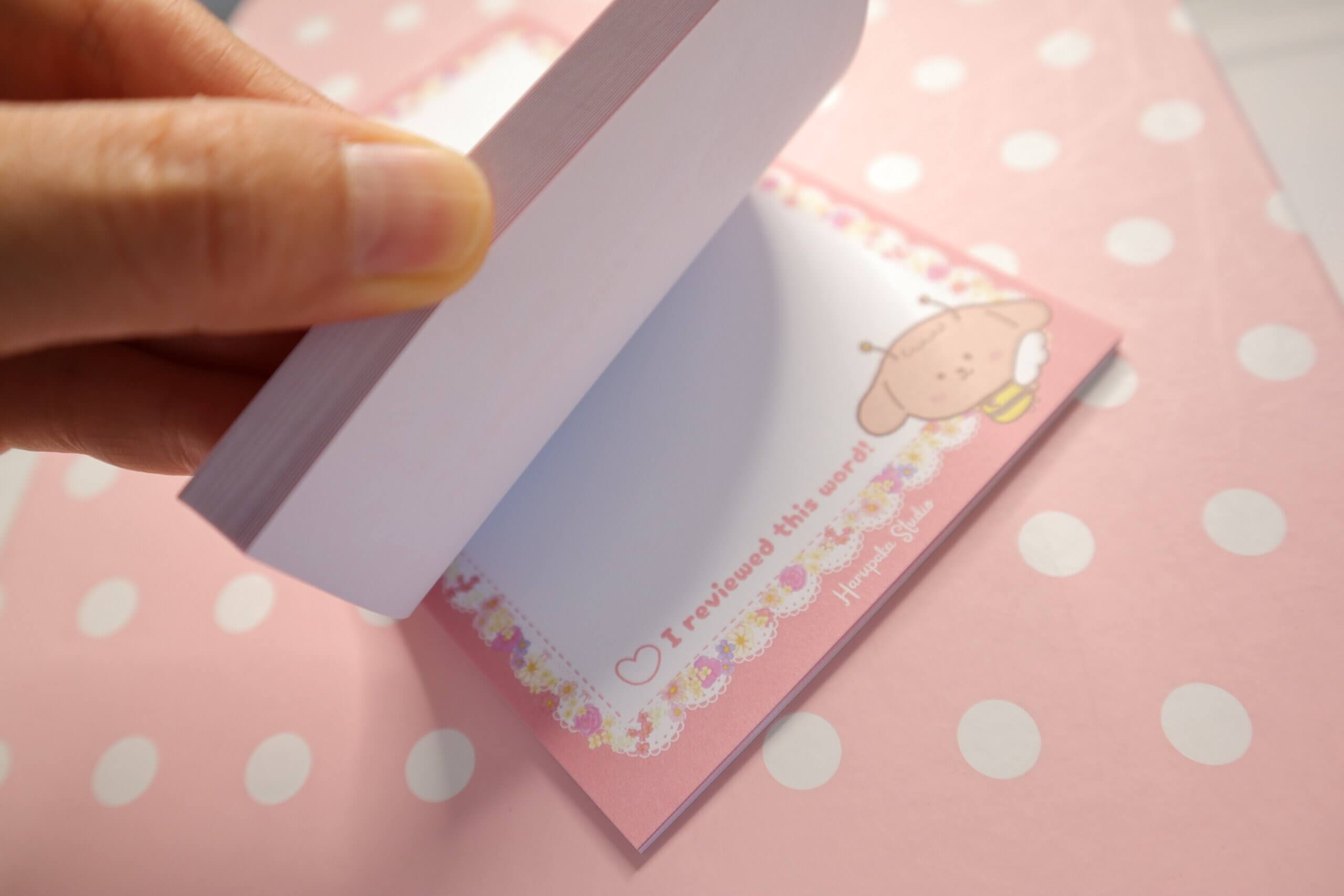 Language Learning Memo Pads: New Vocab Notepads Pink Flower (4x6 inches) - Image 4