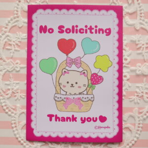 Kawaii No Soliciting Cat Magnet: Pink Lace Door Decor