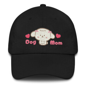 Dog Mom Embroidered Cap, White Dog